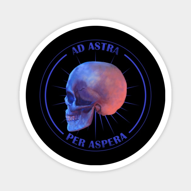 Ad Astra Per Aspera - Blue Skull Magnet by ianoz